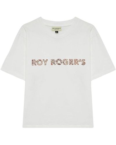 Roy Rogers Camiseta bordada liberty flower - Blanco