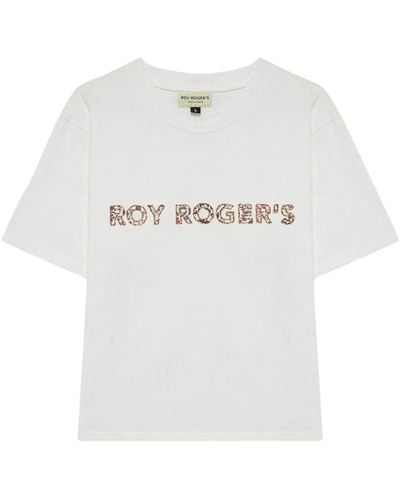 Roy Rogers Liberty flower besticktes t-shirt - Weiß