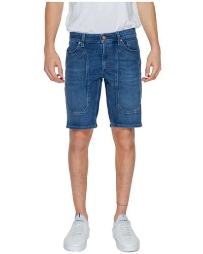 Jeckerson Shorts blu plain con chiusura a zip
