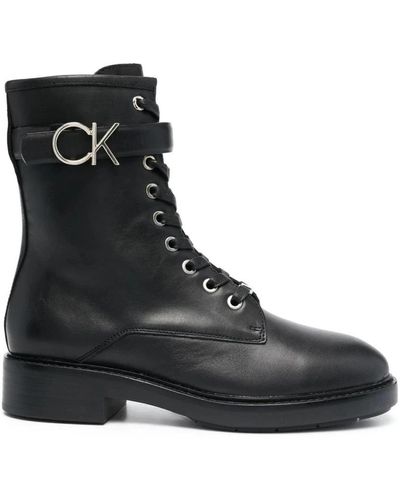Calvin Klein Lace-Up Boots - Black