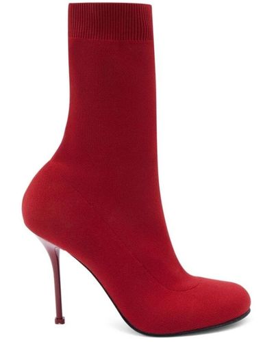 Alexander McQueen Rote gestrickte stiletto-stiefel