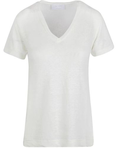 Daniele Fiesoli T-shirt in lino con scollo a v - Bianco