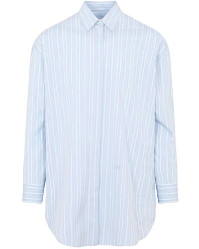 Off-White c/o Virgil Abloh Blau gestreiftes popeline rund zip hemd