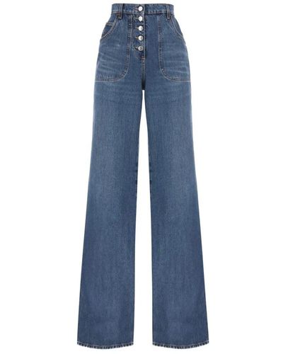 Etro Jeans mit blumenstickerei und weitem bein - Blau