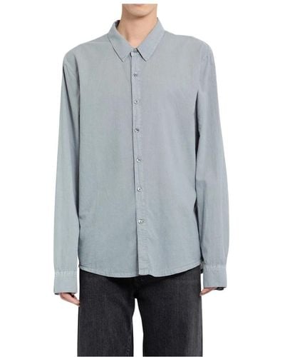 James Perse Blaues baumwollhemd im klassischen stil,shirts,klassisches aura pigment hemd,klassisches baumwollhemd
