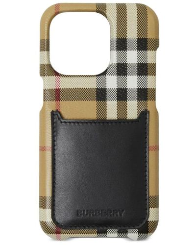 Burberry Custodia a quadri per iphone 14 pro - Nero