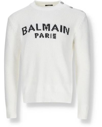 Balmain Baumwoll-logo-pullover - Weiß