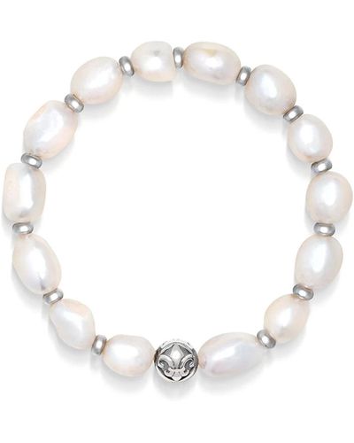Nialaya `s wristband with baroque pearls and silver - Mettallic