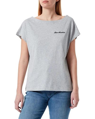 Love Moschino Camiseta de algodón gris con logo de corazón