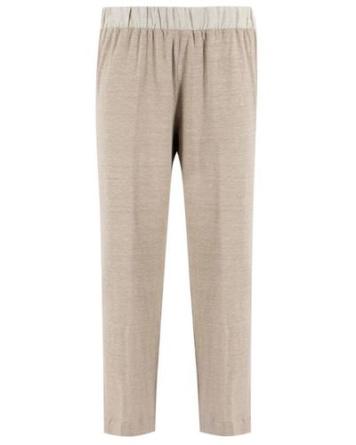 Le Tricot Perugia Straight Trousers - Natural