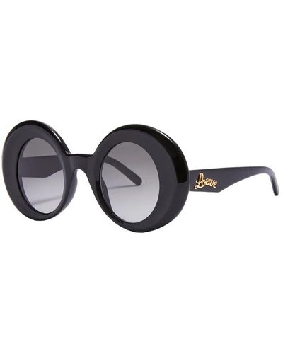 Loewe Runde schwarze sonnenbrille mit grauen gläsern