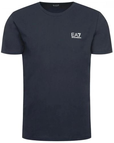 EA7 Basic baumwoll t-shirt mit kleinem logo - Blau