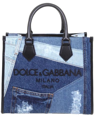 Dolce & Gabbana Borsa shopping denim patch - Blu