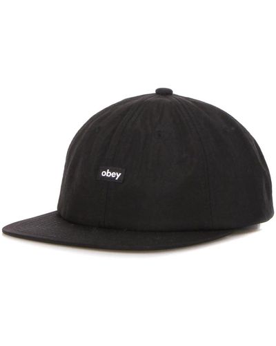 Obey Schwarze nylon oxford strapback cap