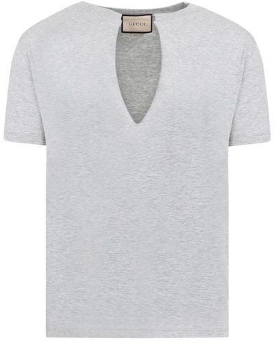 Gucci Grigio melange magliette in cotone