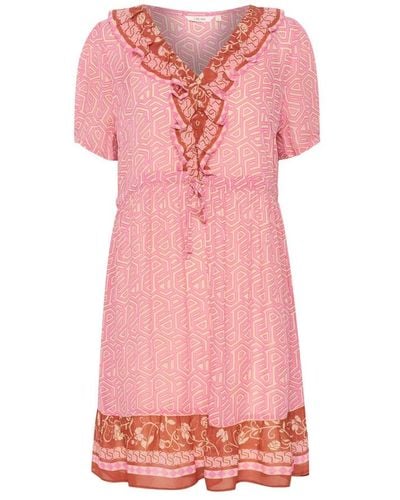 Cream Short Dresses - Pink