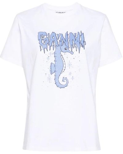 Ganni T-Shirts - Blue