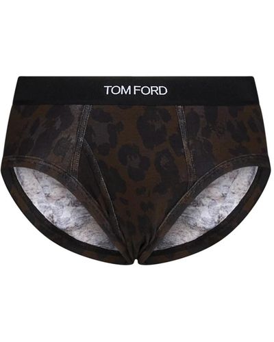 Tom Ford Stilvolle braune Leopardenmuster-Unterwäsche - Schwarz