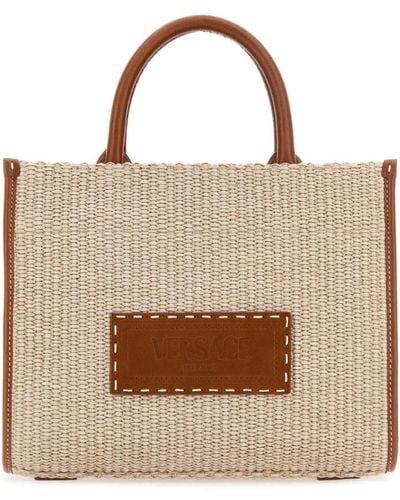 Versace Athena raffia shopping bag - Braun