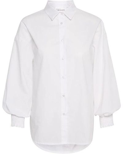 Karen By Simonsen Camicia femminile con maniche a palloncino e polsini smock - Bianco