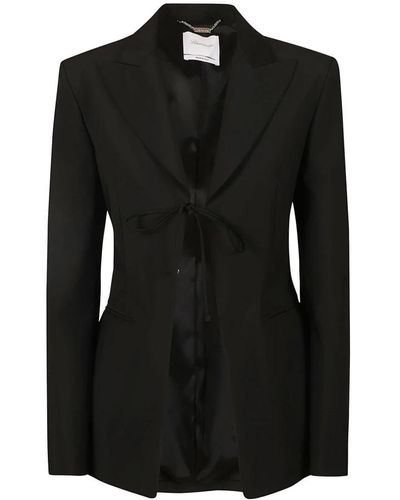 Blumarine Single-breasted jacket with bow - Nero