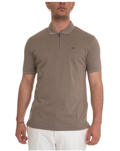 Emporio Armani Short sleeve Poloshirt with half zip - Braun