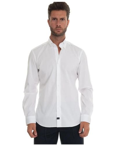 Fay Slim Fit Button-Down Casual Hemd - Weiß