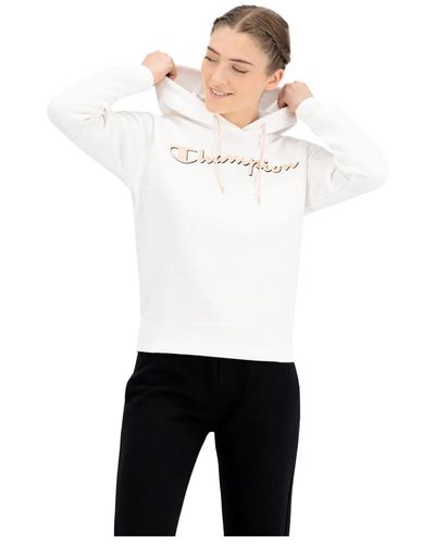 Champion Kapuzenpullover mit minimalistischem design und doppeltem logo - Weiß
