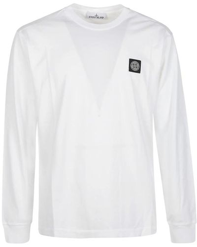 Stone Island Upgrade deinen Kleiderschrank mit weißem Langarm-T-Shirt
