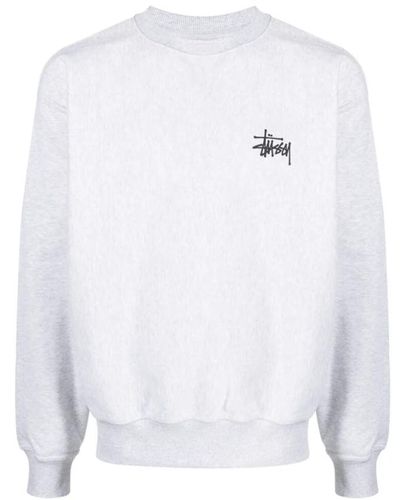 Stussy Logo print crew neck sweater - Weiß