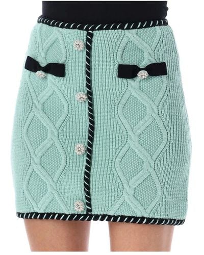 Self-Portrait Cable knit mini skirt - Verde