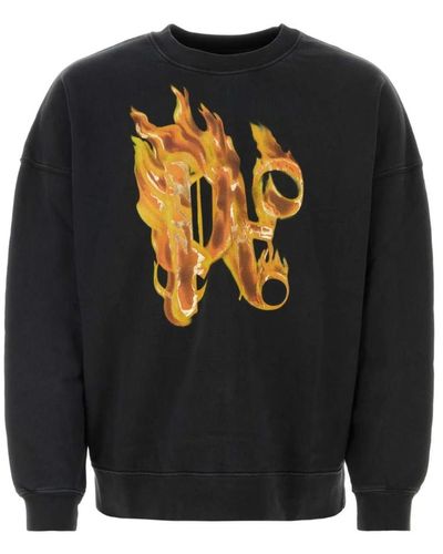 Palm Angels Schwarzer oversize sweatshirt,schwarzer burning monogram sweatshirt