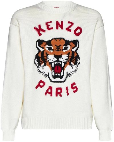 KENZO Fischerstrick tiger sweater - Weiß