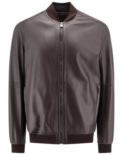Corneliani Leather Jackets - Grey