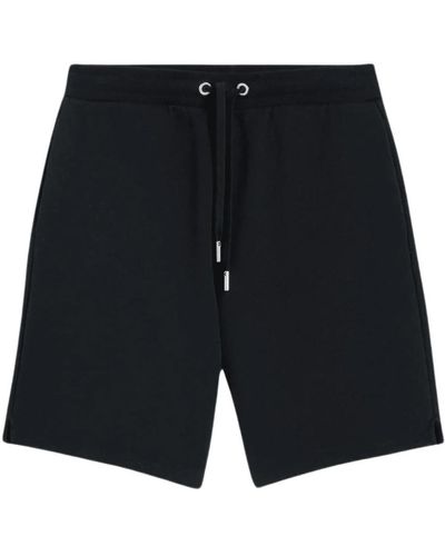 Ami Paris Schwarze fleece-shorts aus bio-baumwolle