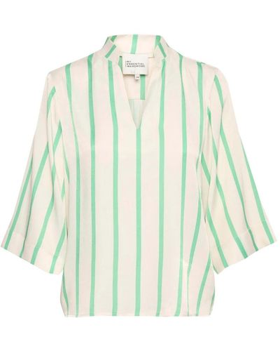 My Essential Wardrobe Blusa a righe con maniche 3⁄4 - Verde