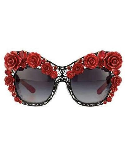 Dolce & Gabbana Rose Cat-eye Sunglasses - Red