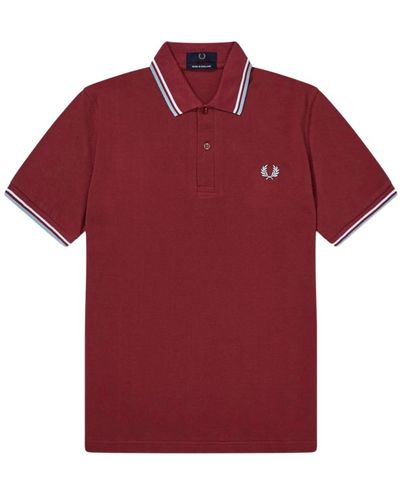 Fred Perry Original twin tipped polo maroon white ice f perry - Rot