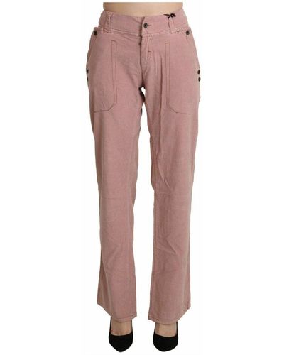 Ermanno Scervino Pantalones rosa de talle alto y corte recto