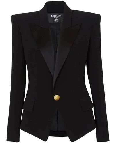 Balmain Jacke aus crêpe mit einem knopf - Schwarz
