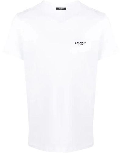 Balmain Klassisches fit flock t-shirt - Weiß