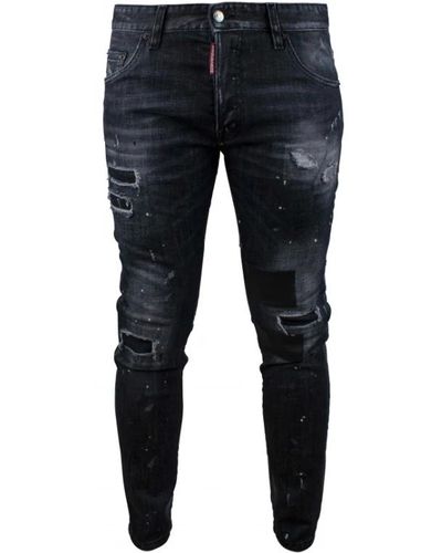 DSquared² Jeans skater grigi scuri con macchie di vernice - Blu
