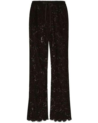 Dolce & Gabbana Pantaloni con pannelli in pizzo - Nero