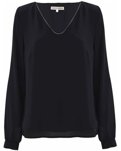 Kocca Elegante bluse mit v-ausschnitt und glitzerndem detail - Schwarz