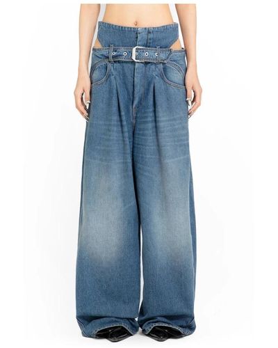 Ssheena Jeans de talle alto y pierna ancha con recortes - Azul