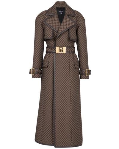 Balmain Coats > trench coats - Marron