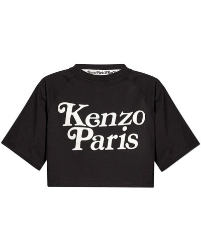 KENZO Gekürztes t-shirt mit logo - Schwarz