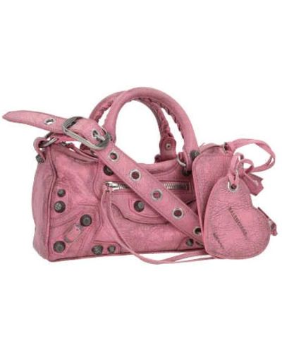 Balenciaga Nietenbesetzte lederhandtasche in antikrosa - Pink