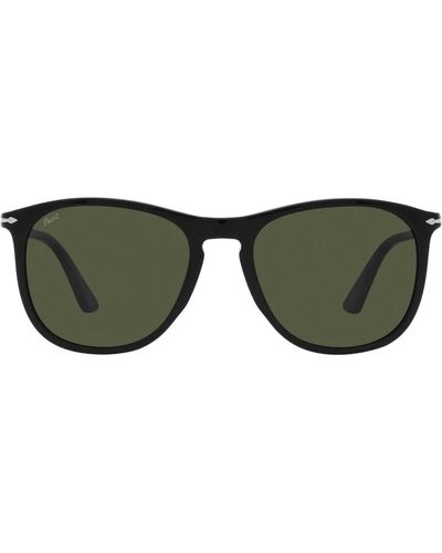 Persol Klassische schwarze sonnenbrille mit grünen gläsern