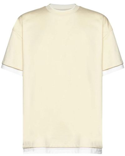Jil Sander Logo-print zwei-ton t-shirt - Natur